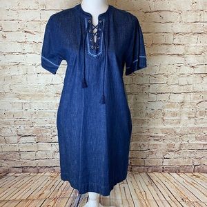 Lauren Ralph Lauren Chambray Denim Lace-Up Dress
